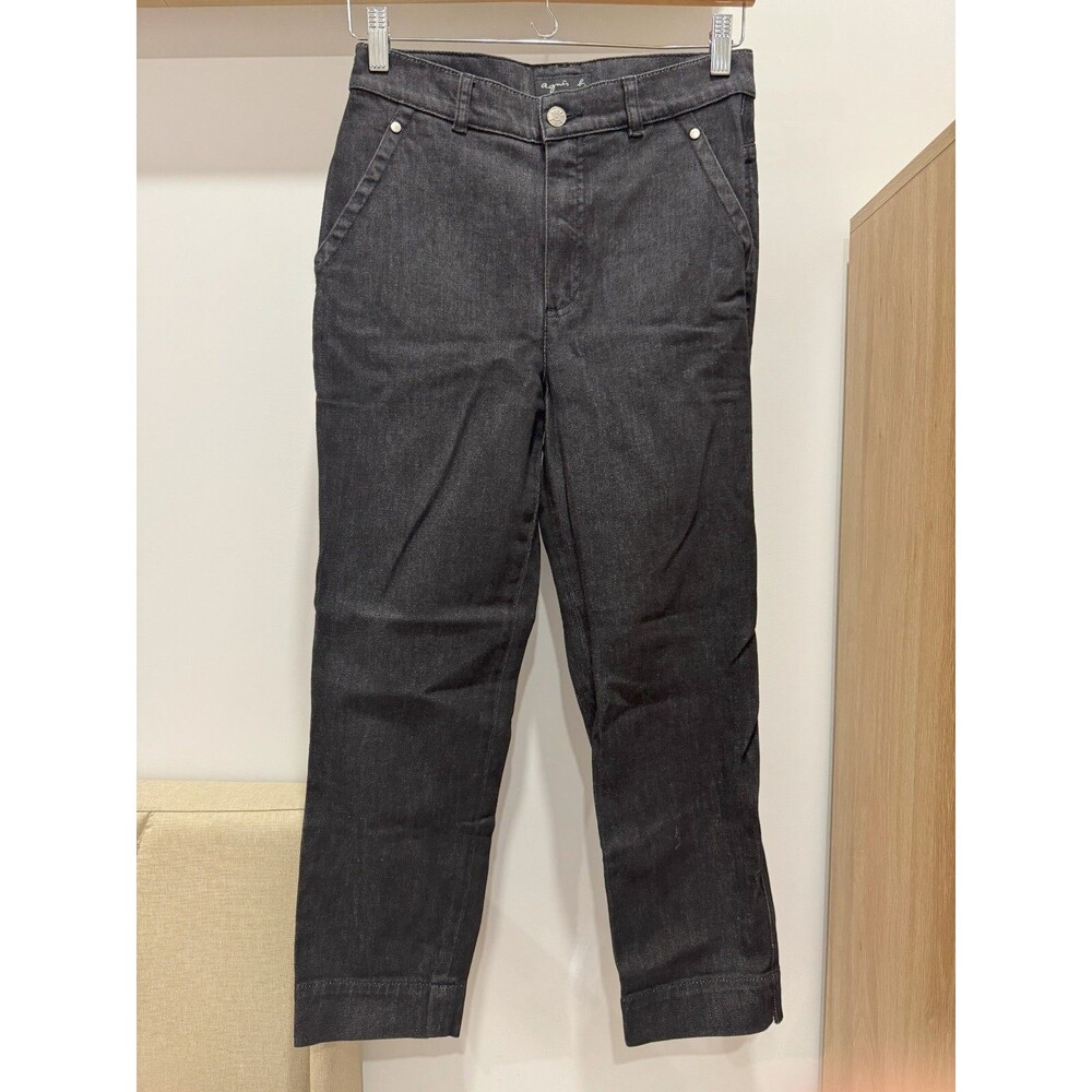Agnes B Paris Womens 36 US4 Black Denim High Waisted Stretch Capri Marilyn Jeans